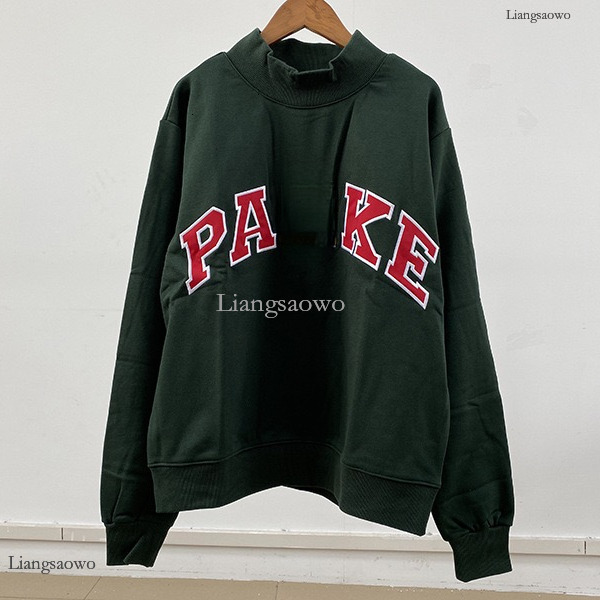 Parke Embroideried Mockneck Sweatshirts Pink Brown Women Designer Cotton Jumpers PARKE Fashion Loose Parke Mockneck Womens Hoodies c12