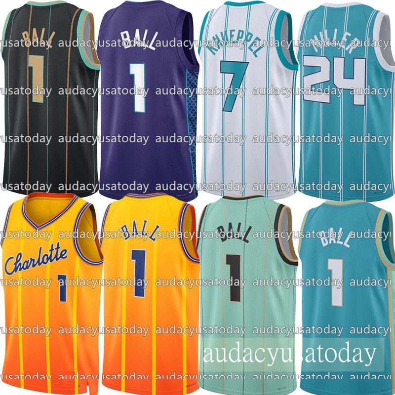 Hornet LaMelo Ball Brandon Miller Miles Bridges Kon Knueppel Coby White PJ Hall Liam McNeeley Josh Green Sion James Antonio Reeves Malaki Branham Basketball Jersey