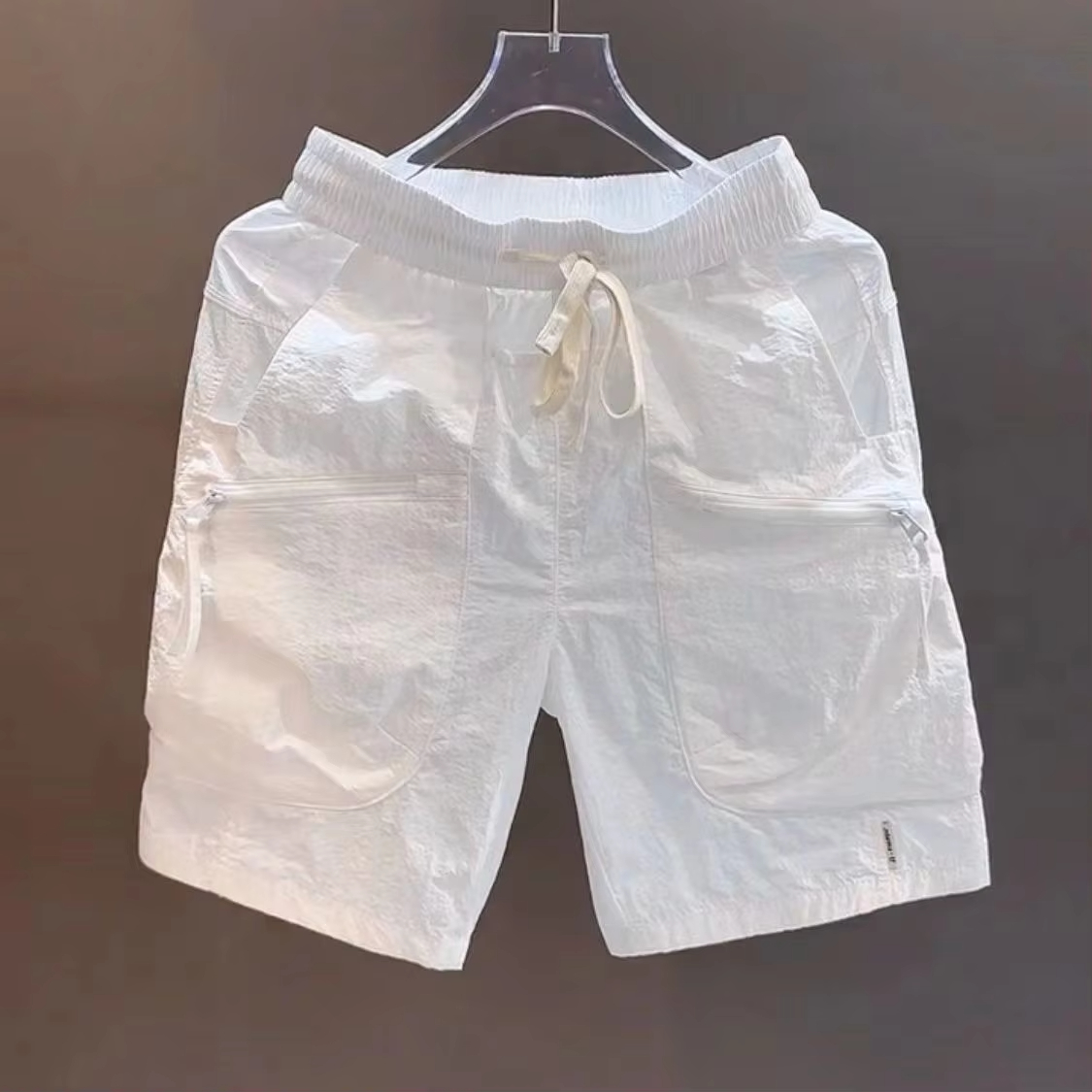 Trendy Fashionable Work Pants with Waist Cord Outdoor Beach Shorts Large Pockets Summer Polyester Straight Leg Men's Wear