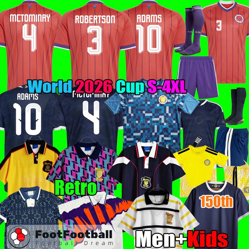 S-4XL 2026 Scotland Football Shirt world cup 2026 Soccer Jerseys 150th anniversary Retro 1991 1994 1998 1992 2002 World Camisetas de Futbol men Kids Kit set tops