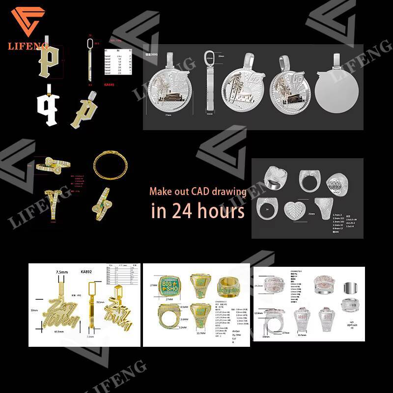 New Design Fashion Jewelry Silver Letter Gold Plated Rings Custom Hip Hop Full Iced Out Moissanite Diamond Rings for Men