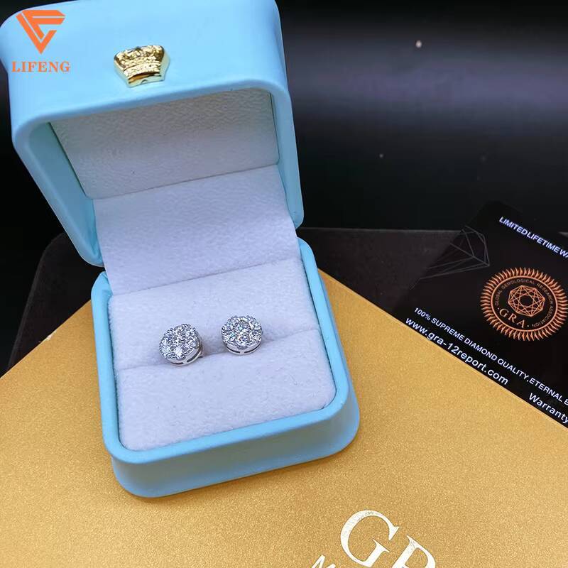In Stock Wholesale Factory Price Vvs GRA Moissanite Diamond 925 Silver Earrings Stud for Women Men Fine Jewelry