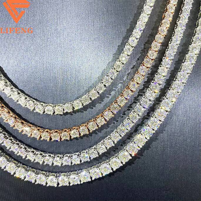 Wholesale Price High Quality 925 Sterling Silver VVS Mossanite 4mm--5mm VVS Diamond Women/mans Necklace Moissanite Tennis Chain