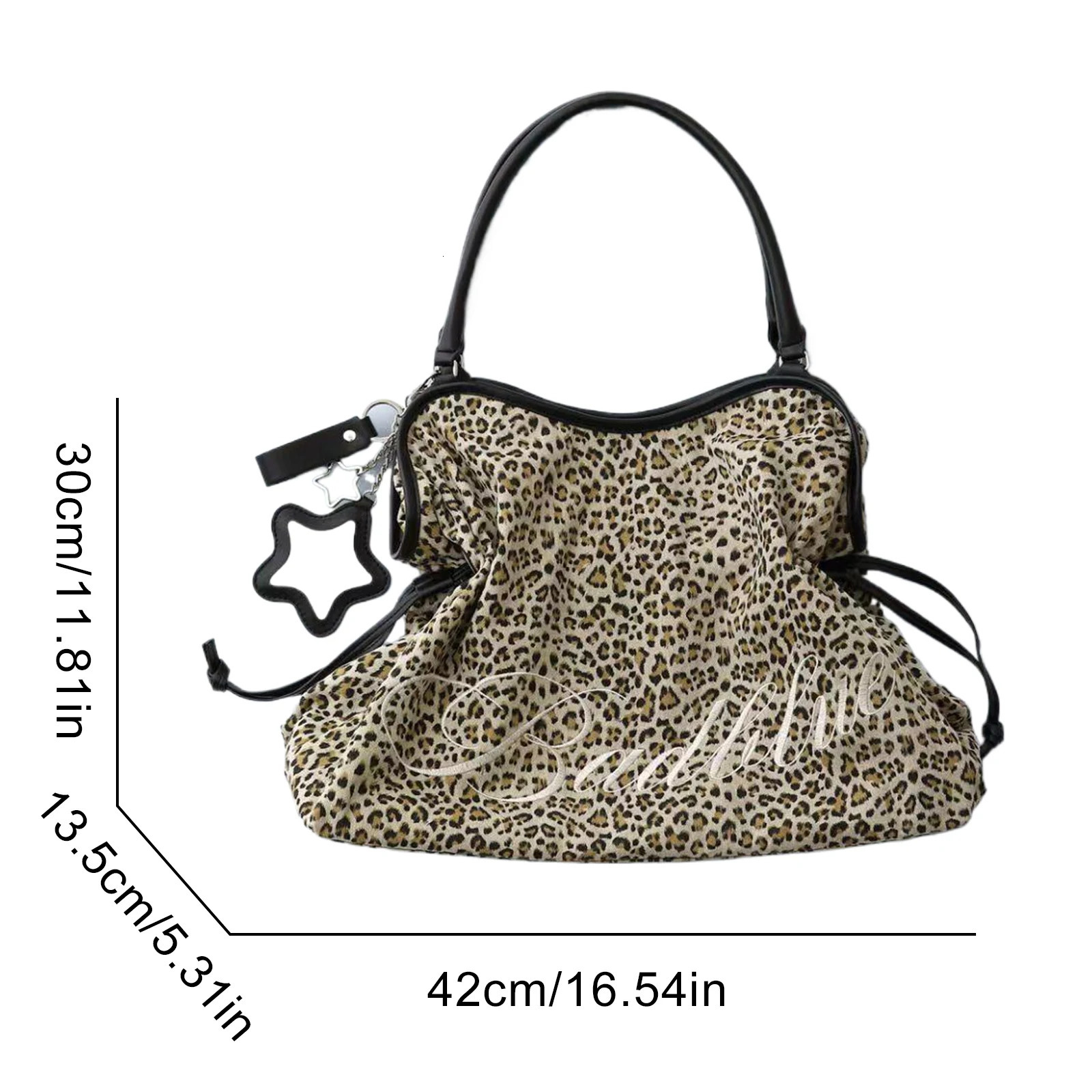 Women Leopard Print Underarm Shoulder Bag Large Capacity Tote Bag for School Work Daily Use 260402