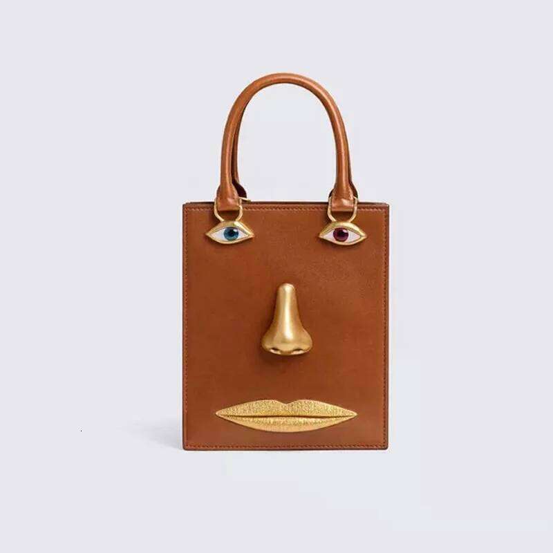 Fashion Gold Metal Face Pattern Women Handbags Designer Vintage Lady Evening Party Bag Luxury Pu Leather Shoulder Crossbody Bags
