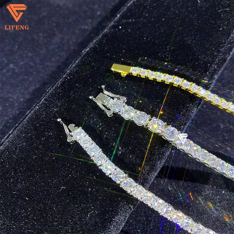 Factory-Price 3mm 4mm 5mm Moissanite Diamond Tennis Chains Hip Hop Silver Jewelry Necklaces Bracelets for Men Women Gift