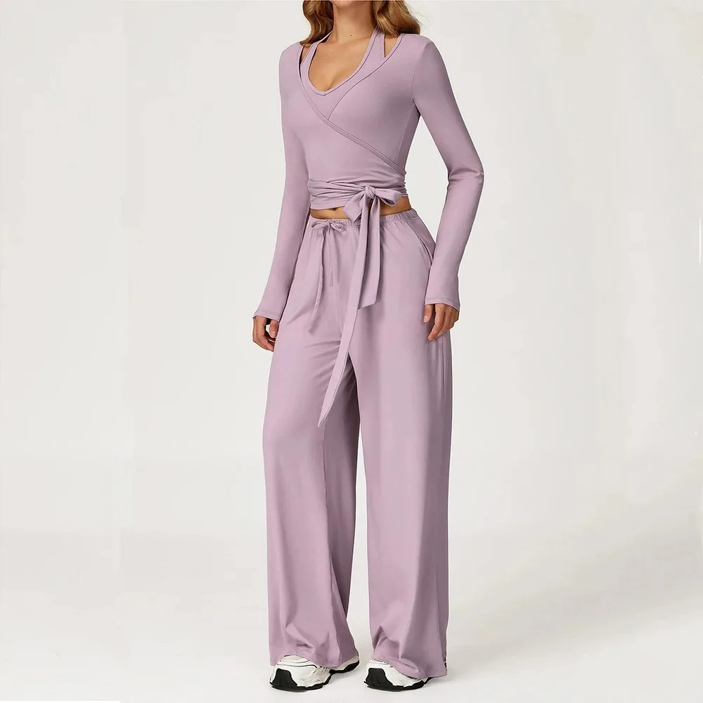 23PCS Winter Yoga Set Sports Outfits Gym Fitness Tracksuit Women Long Sleeve Shirts Loose Pants Workout Sets Suit 260331