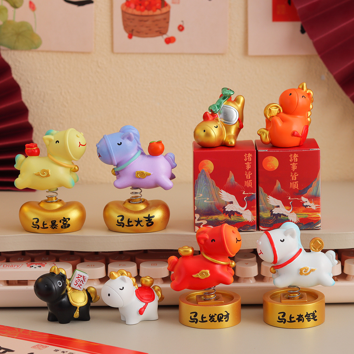 Home Decor Objects Zodiac Little Horse Ornament Creative Mascot Home Office Desktop Decoration Red Trojan Horse Cute Style