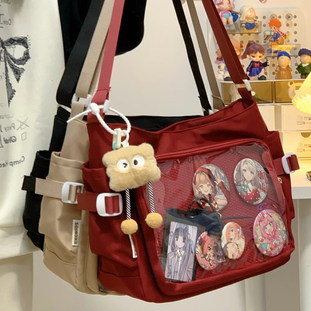 2026 Italife Small Red Ita Bag Crossbody with Ribbon Women Kawaii Clear Cute Shoulder Bag Student Girl Heart Ita Bag 260403 - view 3