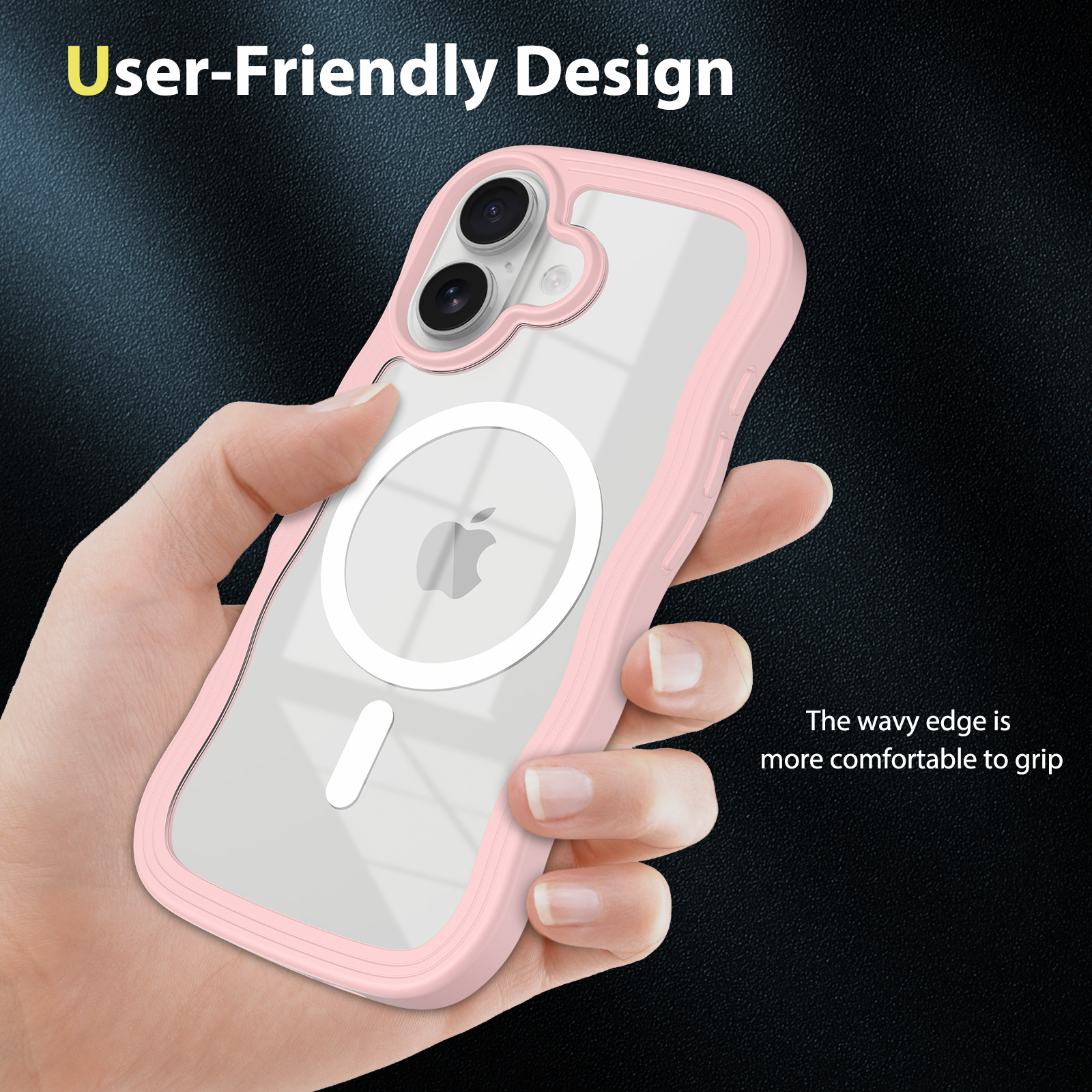 Wavy Edge Magnetic Clear Phone Case for iPhone , Shockproof Cover