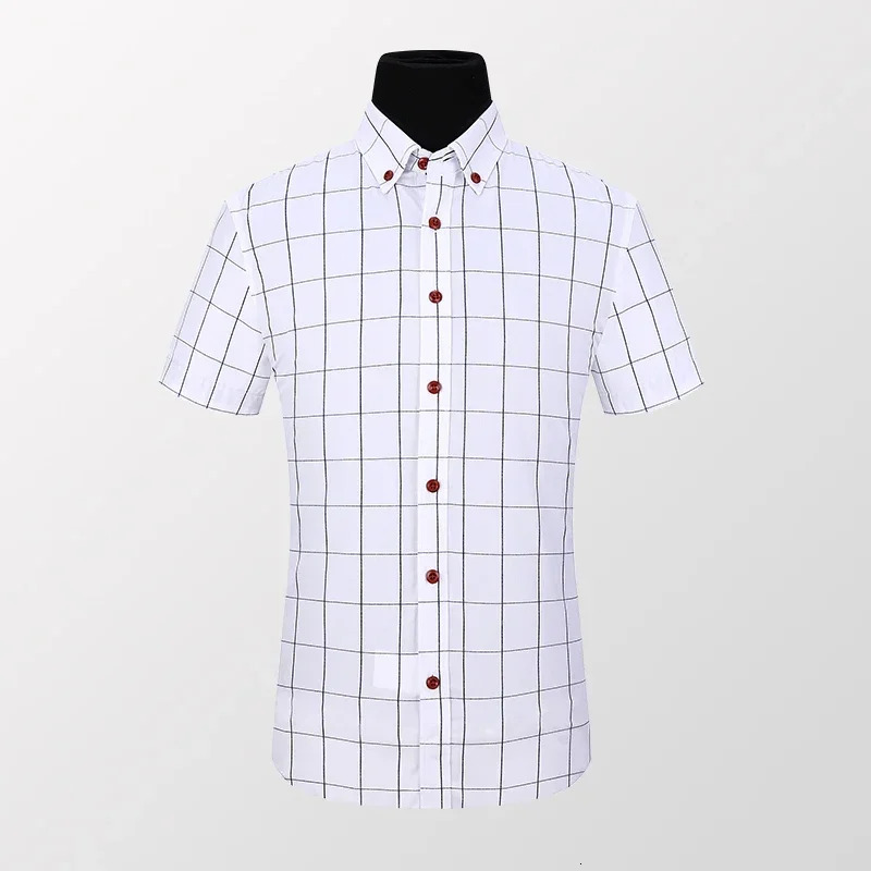 TFETTERS Summer Men Shirts Short Sleeve Plaid Shirt Slim Casual Button Up Dress Shirts Men Big Size M-5XL Anti-wrinkle Soft 260403