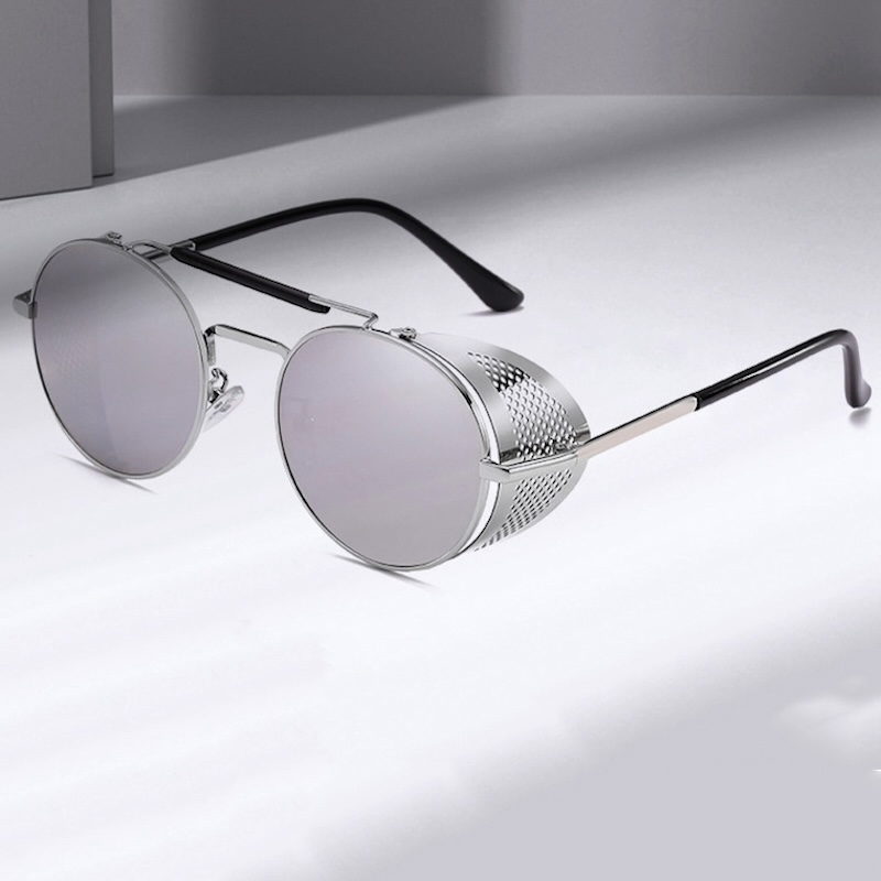 Trendy Retro Steampunk Sunglasses Men Brand Designer Round Steam Punk Alloy Sun Glasses Goggle For Women UV400 Gafas de Sol CB Fashion Accessories