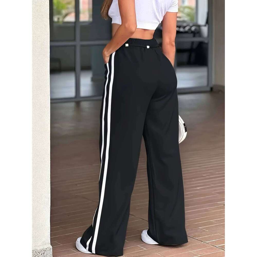 Fashion Casual Long Casual Sweatpants Straight Leg High Waist Elastic Long Casual Sports Women's Striped Comfortable Breathable Fashionable