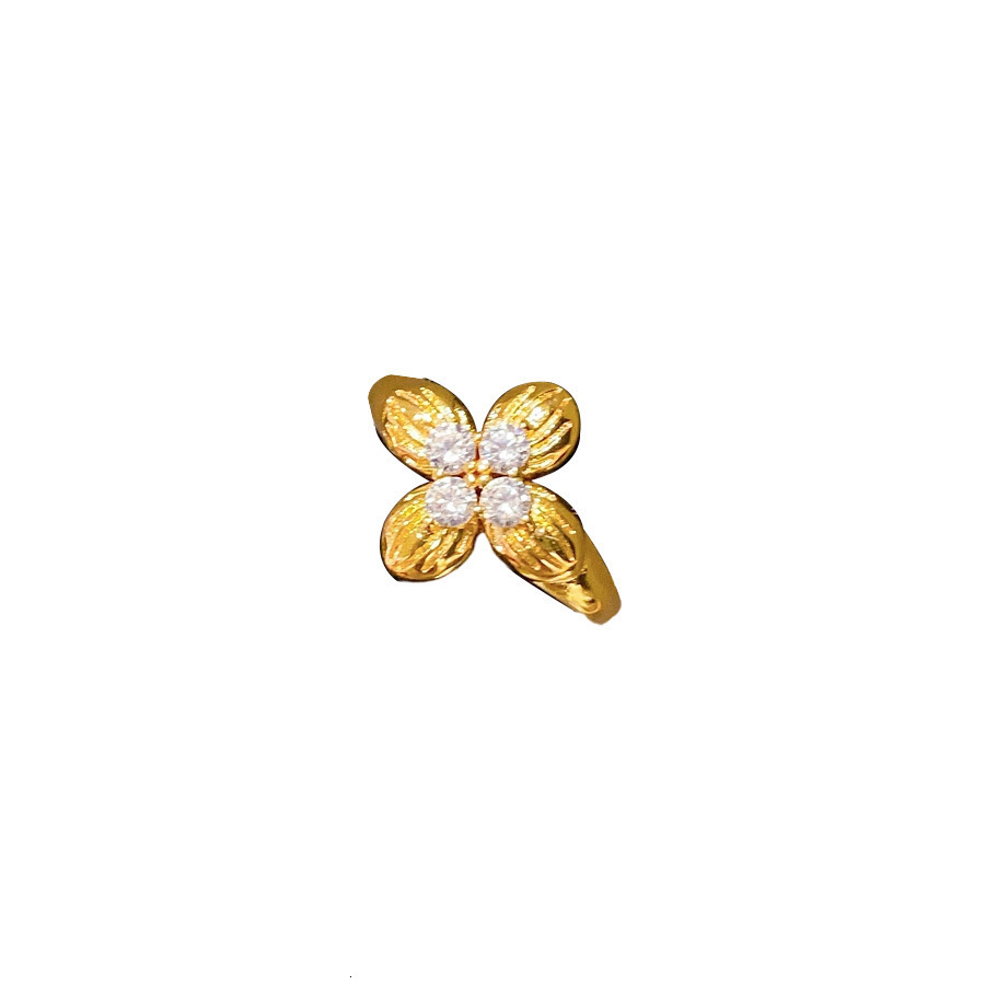 Luxury Brand Designer Jewelry 24K Real Gold Plated Zircon Round Ring Vintage Style Index Finger Ring Light Luxury High-End Feel Women's Jewelry