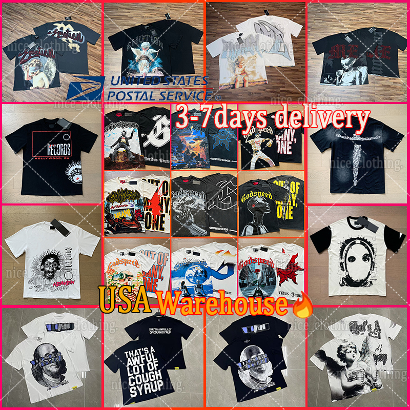 Hot sale God Speed Men's T Shirts Designer Mens mixed emotion T-Shirts Trendy Band Streetwear Hip-Hop Tees Retro Washed Letter Printed Casual Loose Cotton Men Women