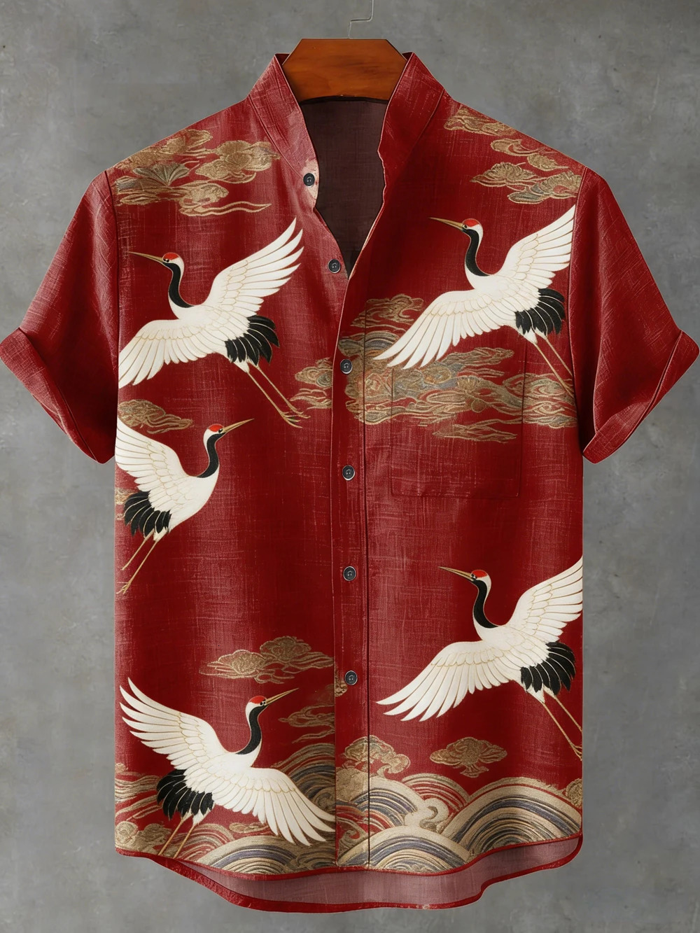 Mens retro linen short-sleeved shirt natural flying bird 3D printed shirt Hawaiian vacation outdoor fishing clothes for men 260403
