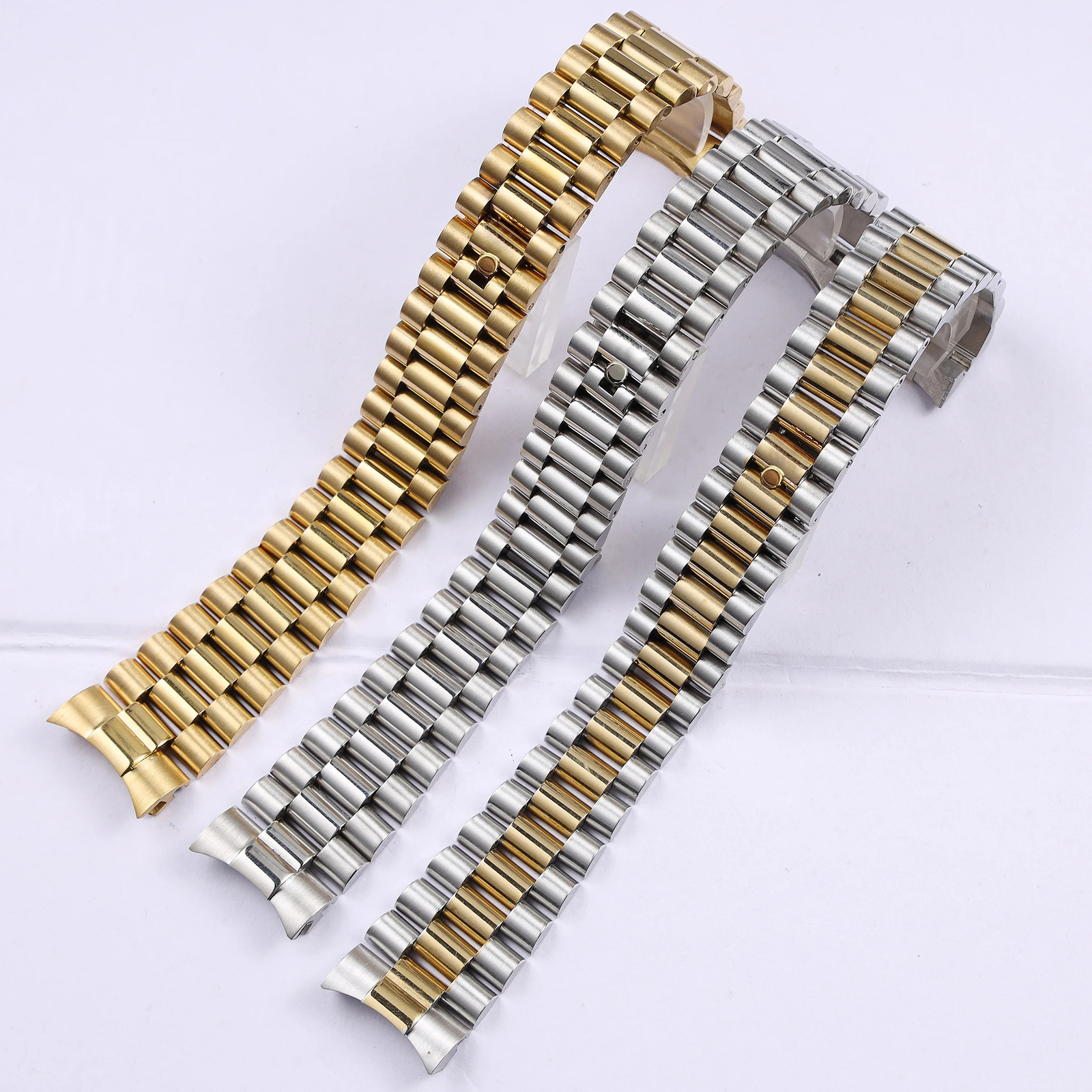 13 17 20 21mm solid stainless steel president watchband for Rolex Perpetual Oyster Datejust strap metal wrist bracelet 260403