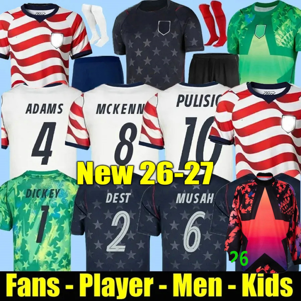 25 26 27 Home Away Football Shirts Men Player Version PULISIC SMITH MORGAN BALOGUN MUSAH McKENNIE ADAMS USAS 2025 2026 2027 Soccer Jerseys MEN Woman Kids Kit
