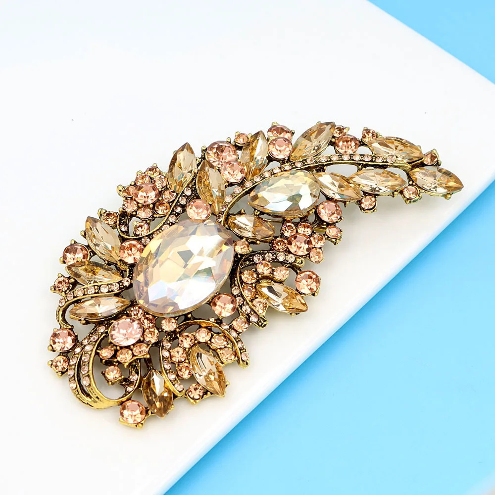 SKEDS Luxury Women Shiny Large Rhinestone Solid Color Brooches Pins Exquisite Crystal Party Banquet Jewelry Badges For Lady 260403BJ - view 5