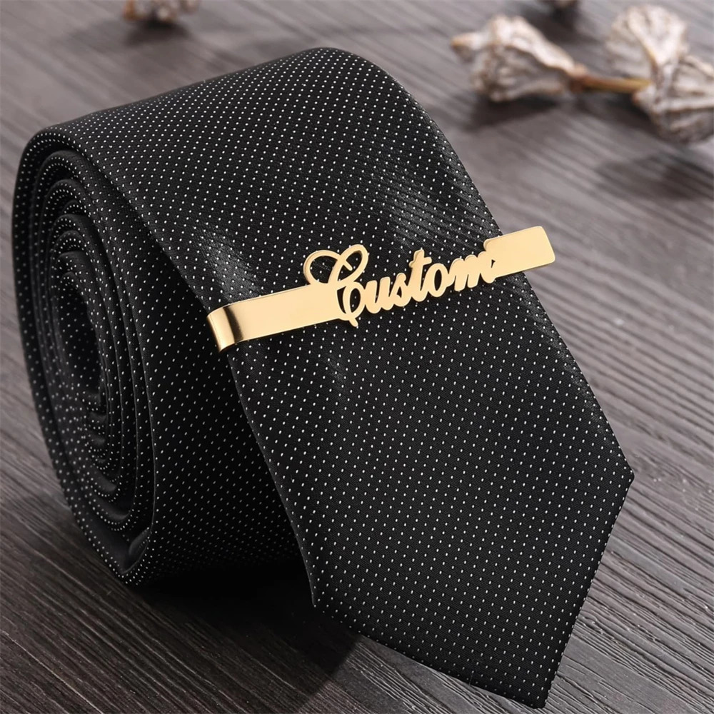 Fathers Name Tie Clip For Men Suit Accessories Personalized Nameplate Tie Clip Custom Husband Jewelry Valentines Day Gift 260403BJ