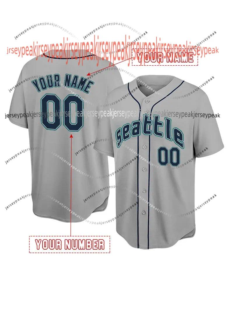 2024 Custom Ken Griffey Jr 44 Julio Rodriguez Baseball Jerseys JP Crawford Edgar Martinez Suzuki Ichiro Jarred Kelenic Kolten Wong Matt Brash City Con