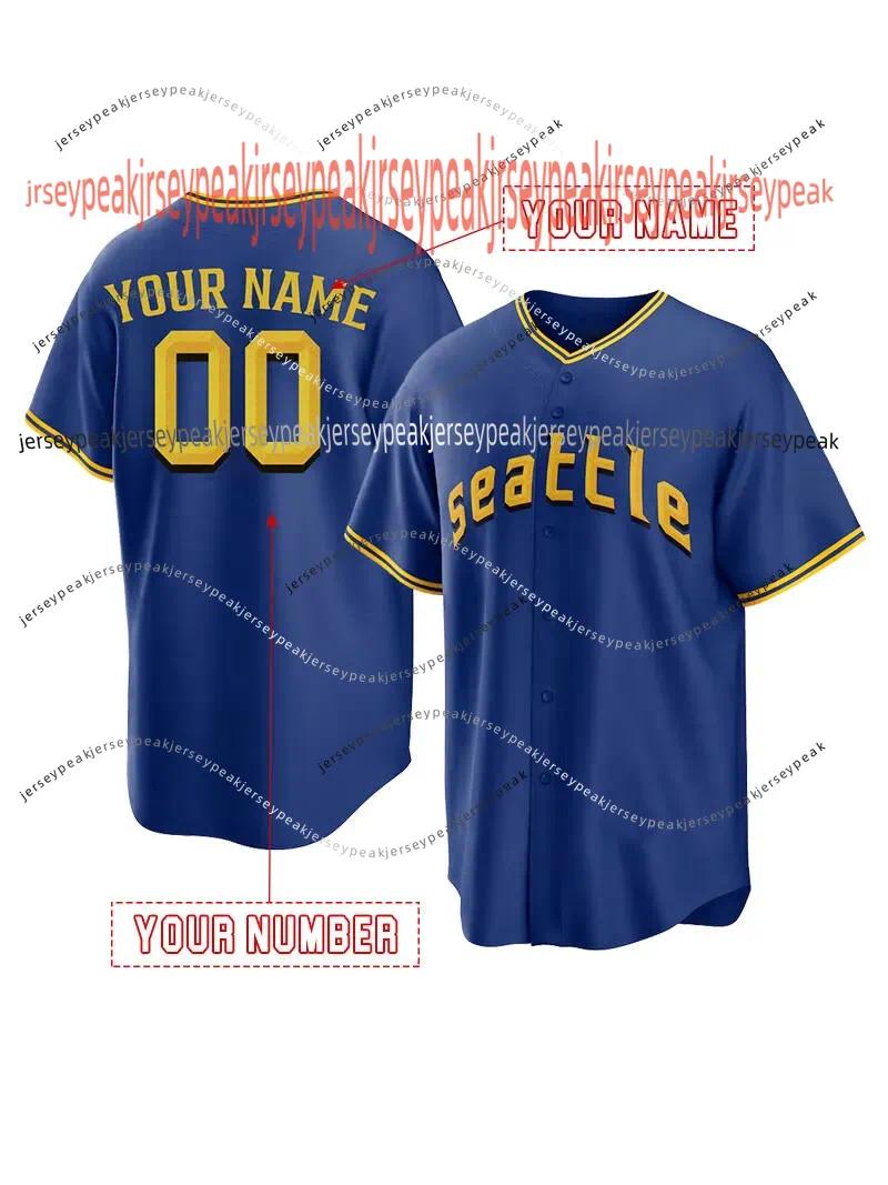 2024 Custom Ken Griffey Jr 44 Julio Rodriguez Baseball Jerseys JP Crawford Edgar Martinez Suzuki Ichiro Jarred Kelenic Kolten Wong Matt Brash City Con