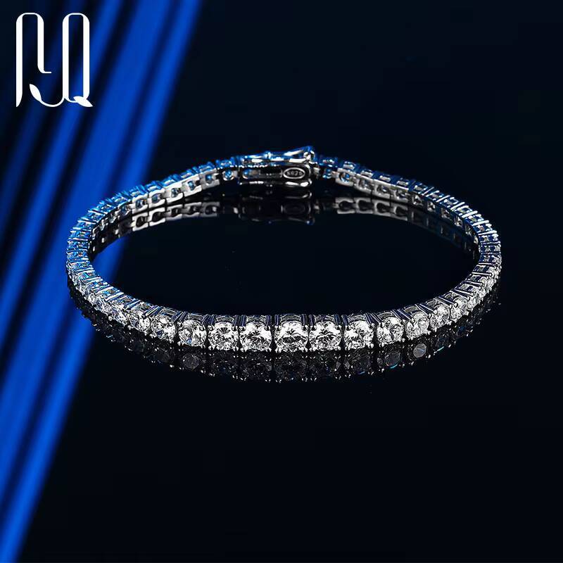 PYQ Wholesale 925 Sterling Silver Tennis Chain Jewelry VVS Moissanite Bracelet for Women 3mm to 5mm