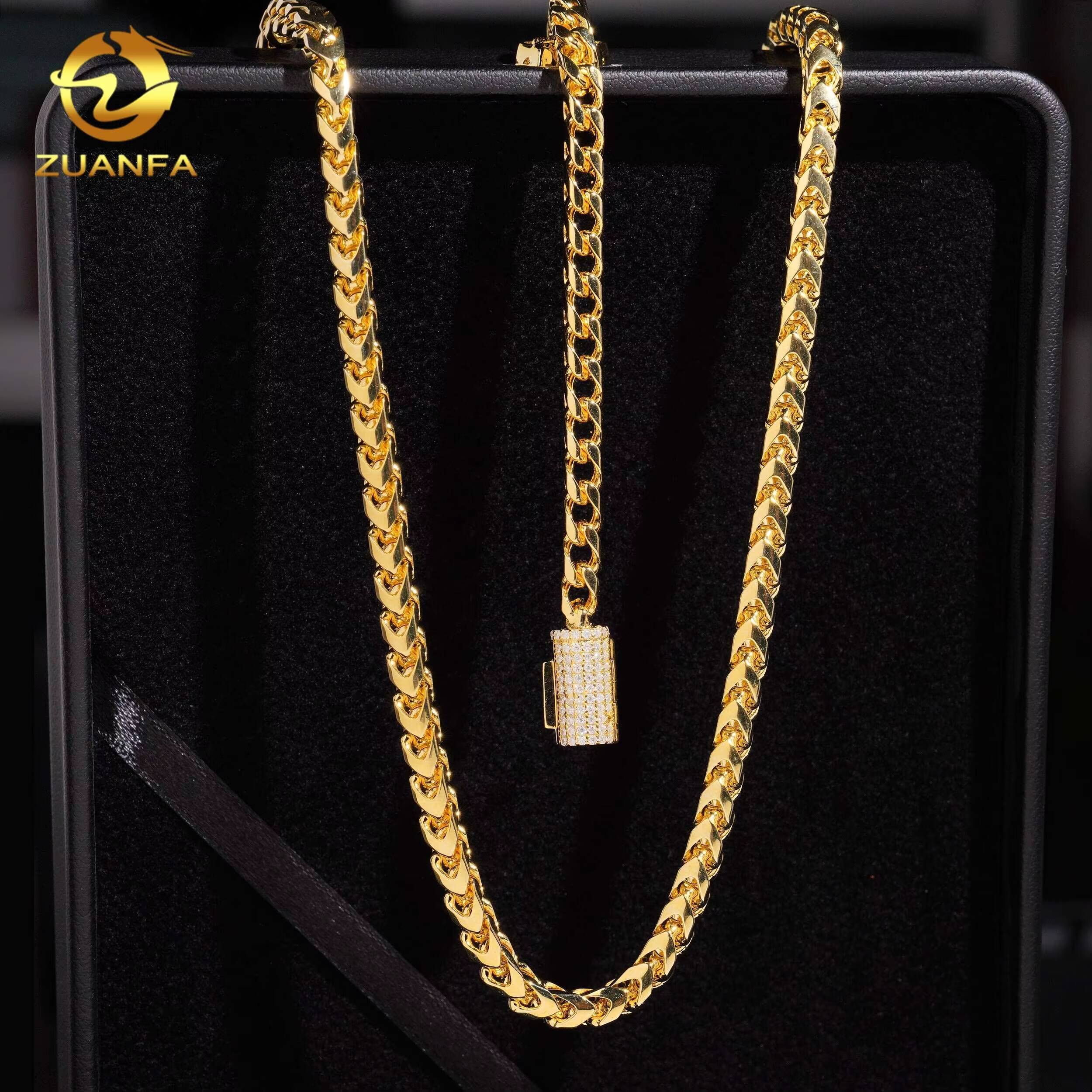 Top Quality Gold Plated Hip Hop 4mm Wholesale Price 925 Silver Moissanite Clasp Franco Chain