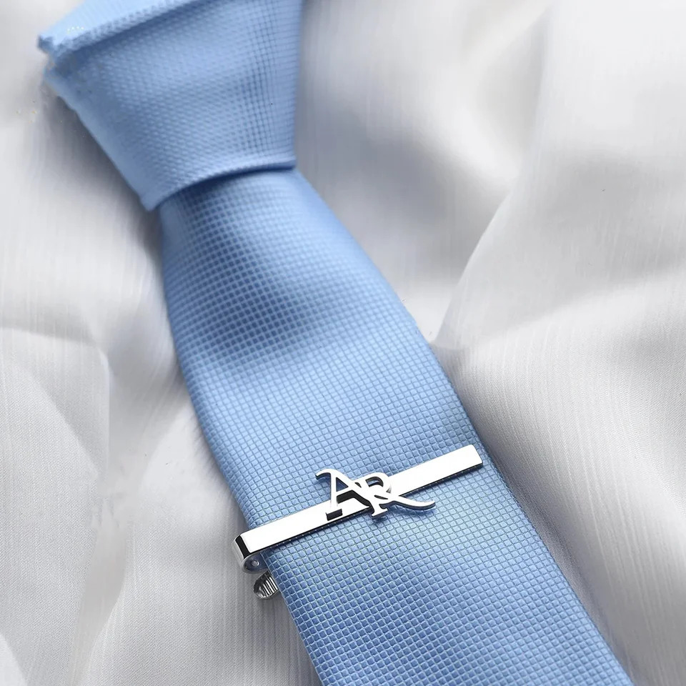 Mens Customized First Letter Tie Clip Stainless Steel Personalized Tie Buckle Jewelry Wedding Gift 260403BJ