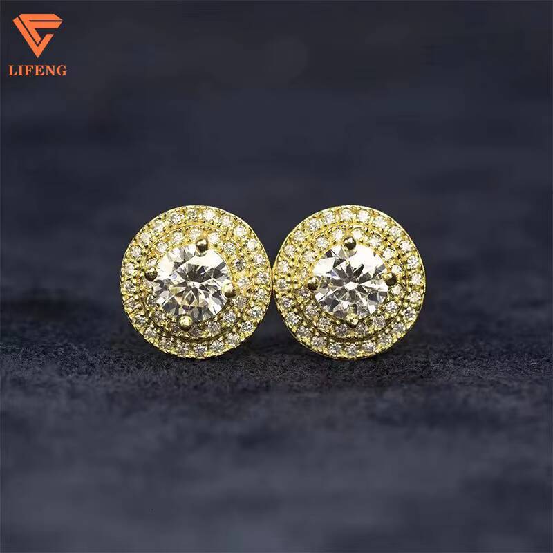 Fashion Newest Desig Hip Hop Jewelry 925 Silver Earring VVS Moissanite Diamond Gold Plating Earrings