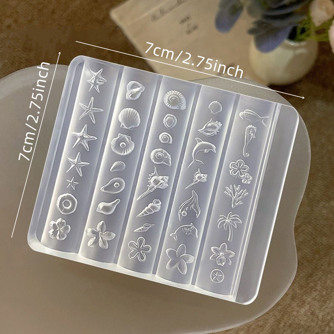 Nail Art Silicone Ocean Life Mold Set, Creative Nail Design Tools for Manicure & Pedicure, Easy-To-Use DIY Nail Template