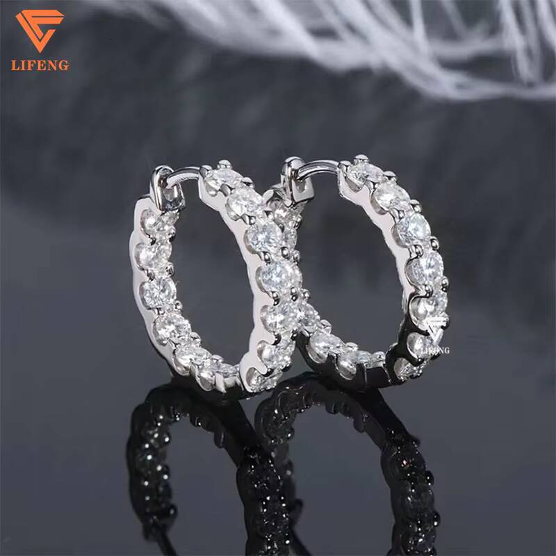 Custom Iced Out Diamond Hoop Earrings 925 Sterling Silver VVS Moissanite Earrings Wholesale Bulk Elegant Womens Fashion Jewelry