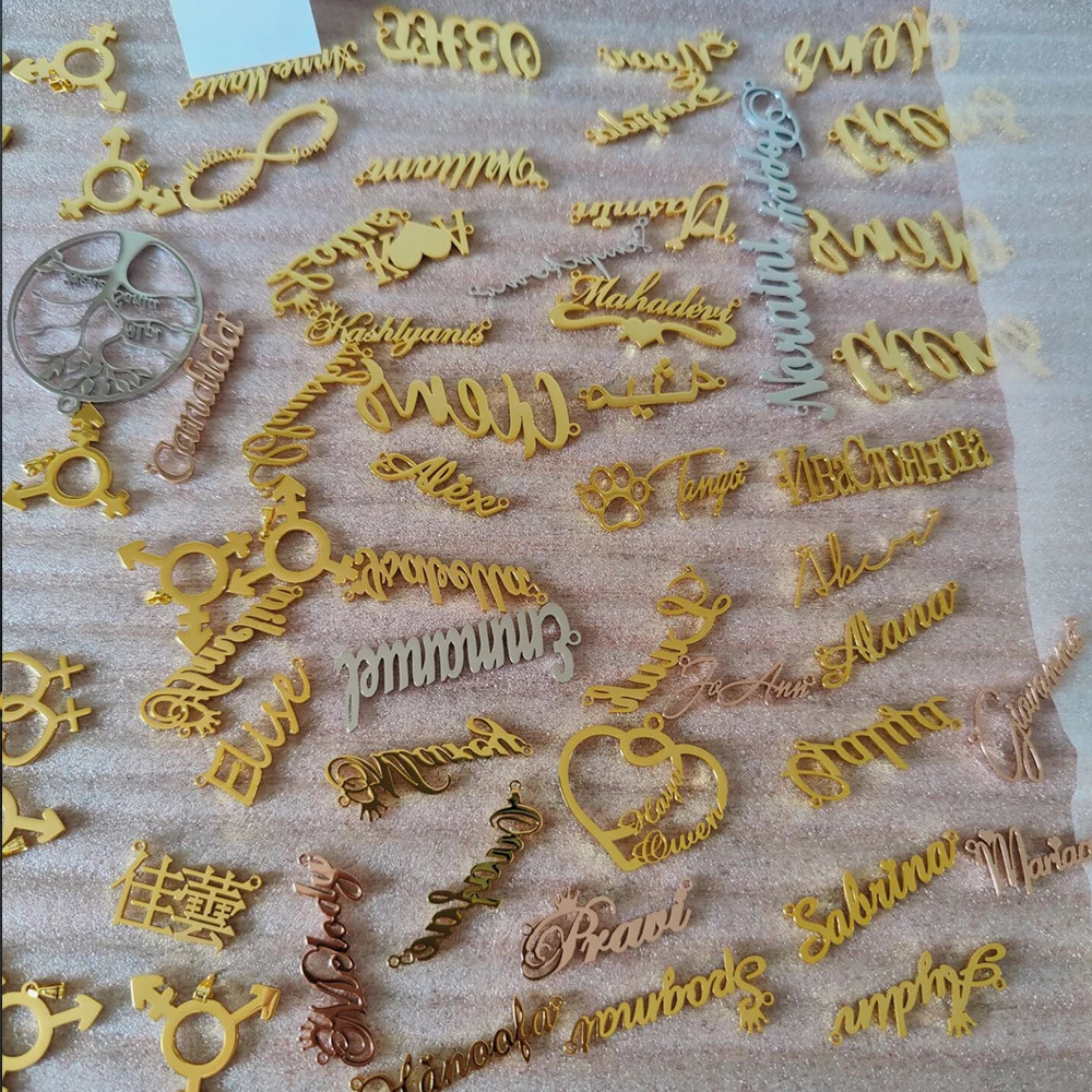 Personalized Name Pendant Letter Stainless Steel Stitch Nameplate DIY Decorative Sign Plate Wholesale 260403BJ - view 6