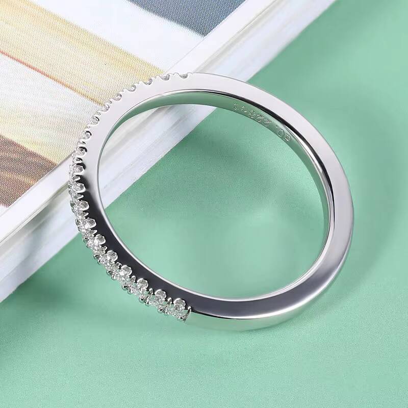 D Color Half Eternity Moissanite Band 14mm S925 Silver Stackable Pinky Ring Minimalist Indie Style Wholesale