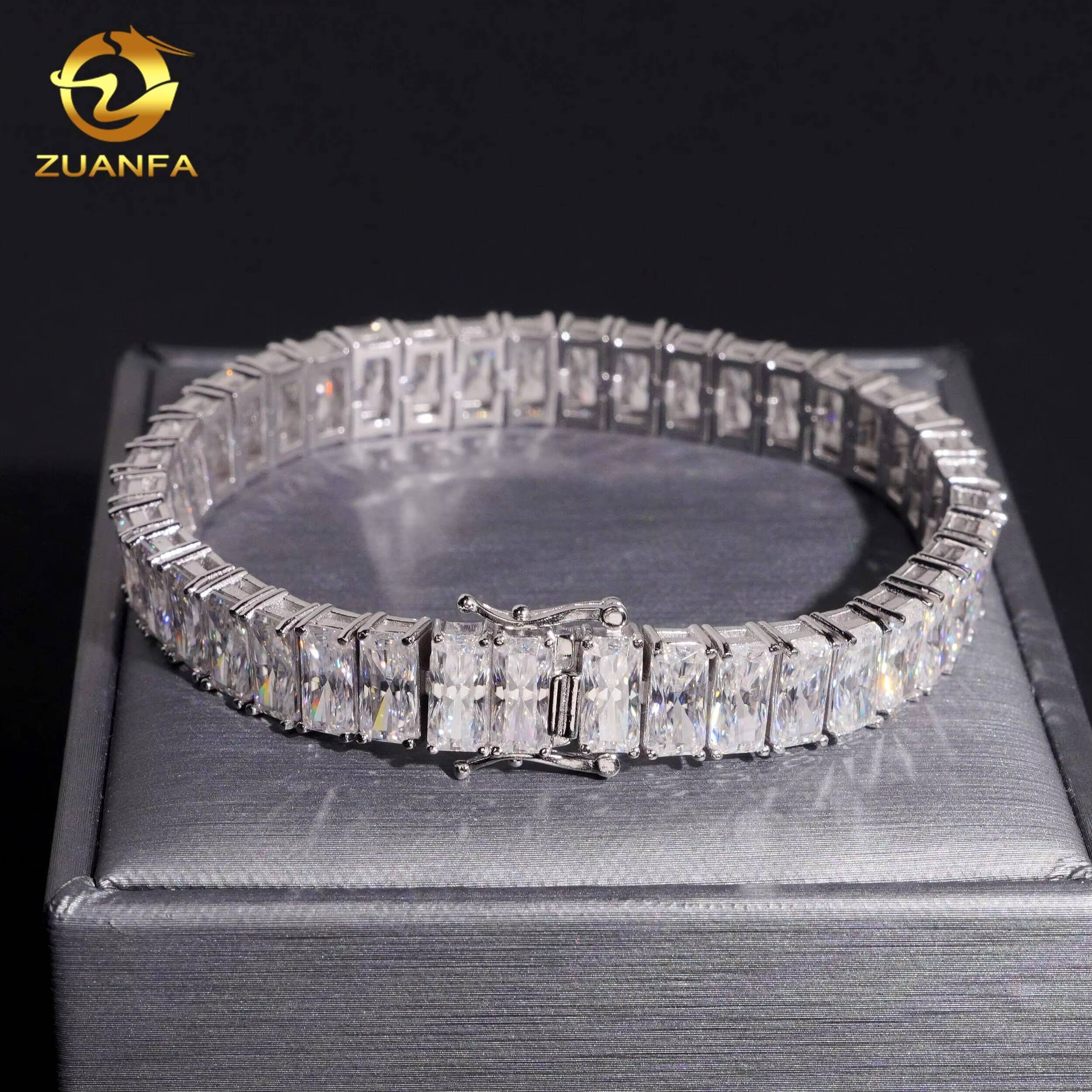 New Arrival Radiant Cut Hip Hop Jewelry 925 Silver Moissanite Diamond Tennis Bracelet Men Women Iced Out Tennis Bracelet