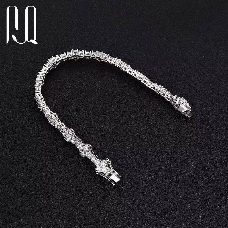 PYQ 925 Sterling Silver Diamond Tennis Bracelet 3mm Hip Hop Style VVS Moissanite Cross Bracelet Wholesale Price