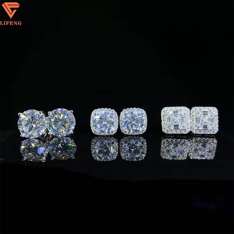 Wholesale Price 10mm 4ct Moissanite Stud Earrings 925 Sterling Silver VVS Moissanite Diamond Earrings for Men Women