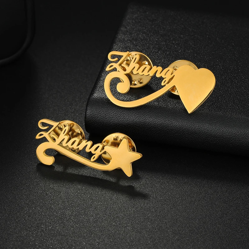 Treebud Personalized Name Brooch Stainless Steel Custom Lapel Pin Brooch Pins for Women Men Bage Stylish Jewelry Gifts 260403BJ - view 3