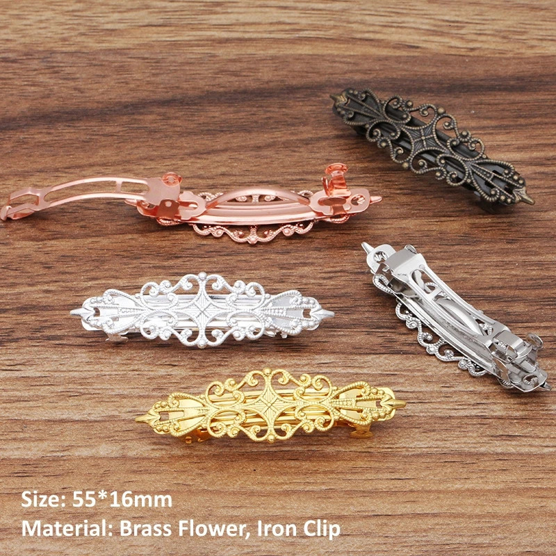 BoYuTe 10 Pieces/Lot Metal Brass Filigree Flower Hairpin Base Women Hair Clips Handmade Materials 260403BJ - view 5