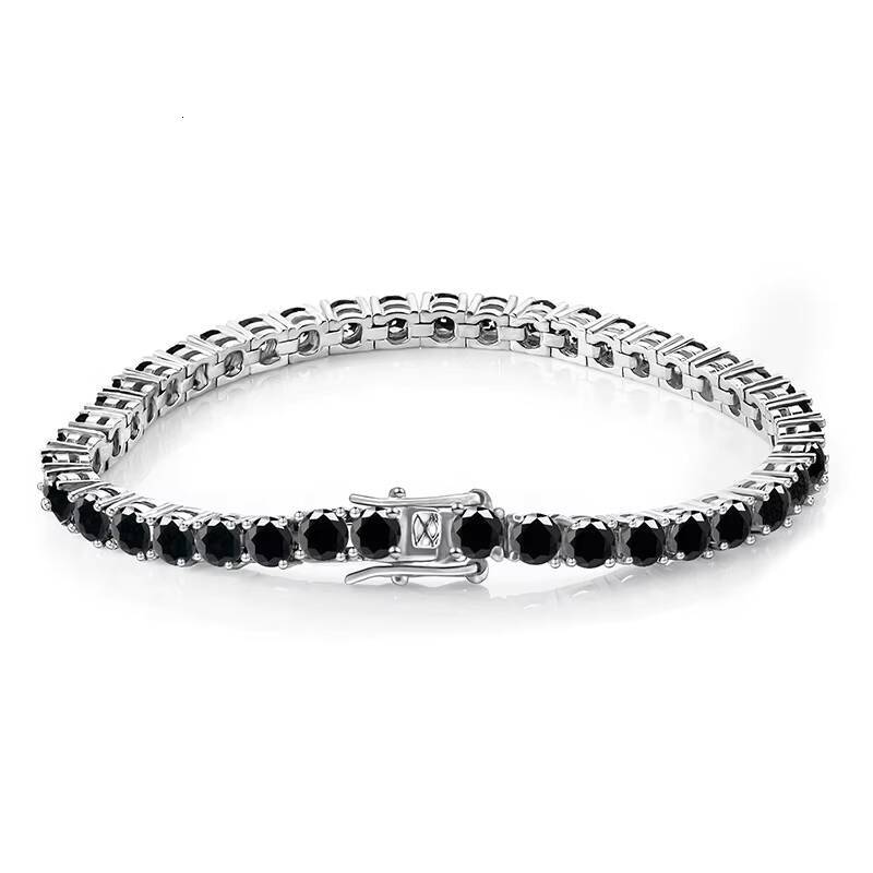PYQ Custom Fine Jewelry 3/4/5/65mm VVS Moissanite Tennis Chain Bracelets 925 Sterling Silver Black Moissanite Tennis Bracelet
