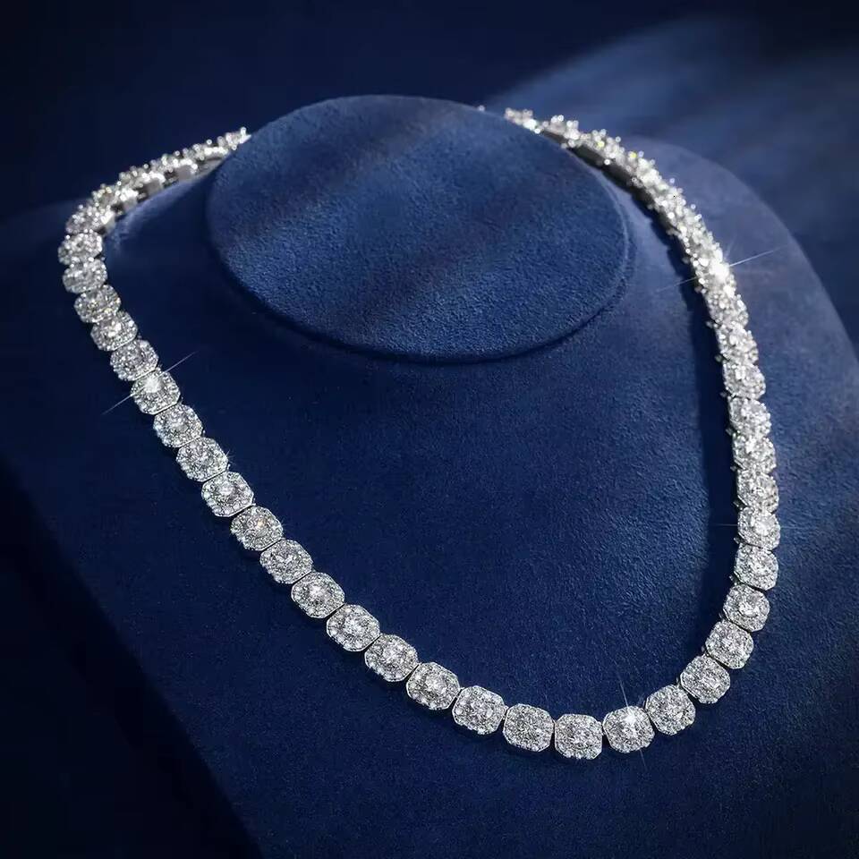 Fine Jewelry 6mm Men Simple Design VVS Moissanite Diamond Custom Silver Tennis Hip Hop Tennis Chain Bracelet Necklace
