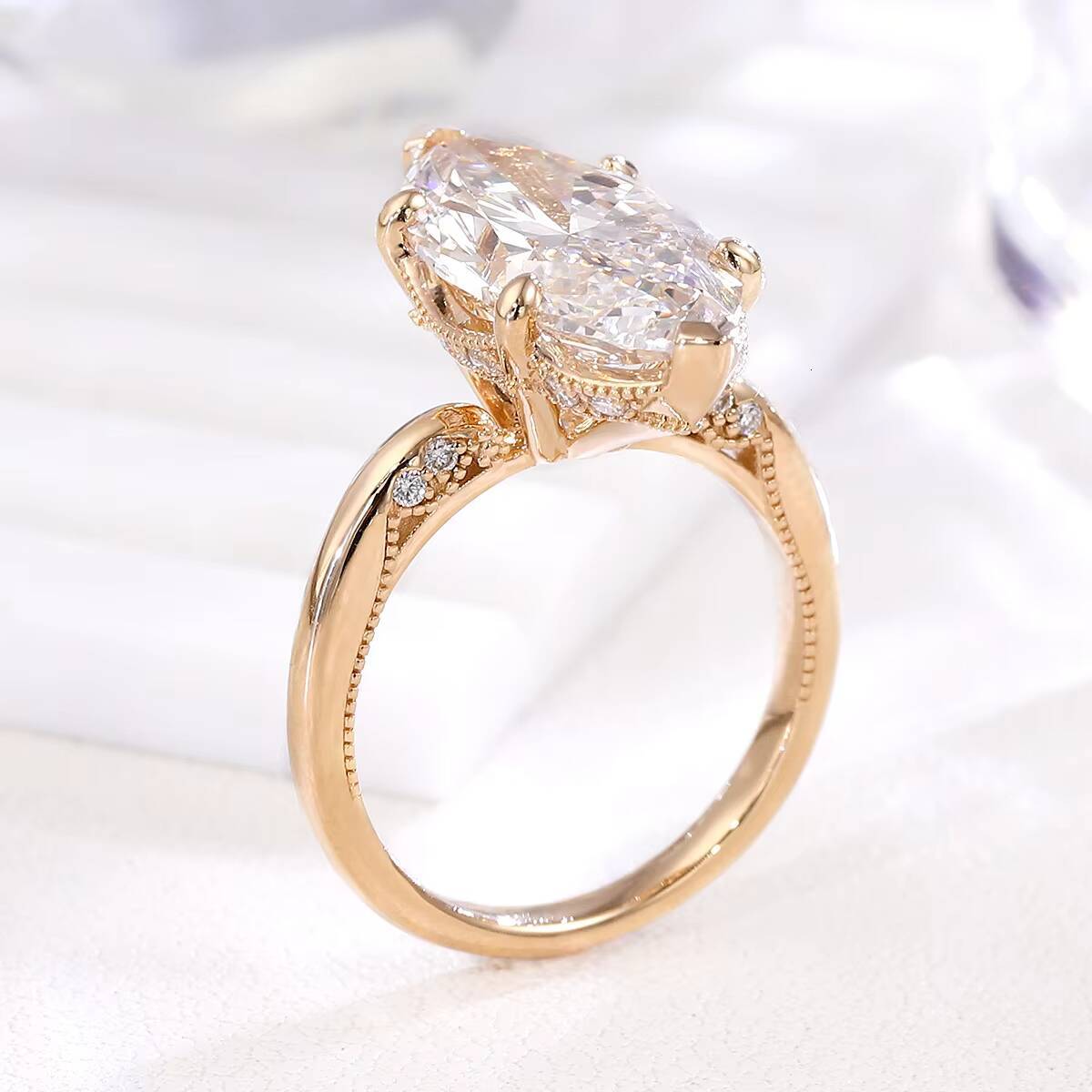 18K 14K 10K yellow Gold DEF VVS lab grown diamond fashion jewelry rings custom ring handmade gold wedding rings for women
