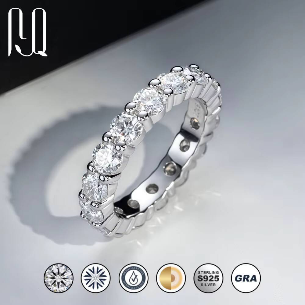 2mm 3 4 Full Eternity Moissanite Band 925 Sterling Silver Stackable Versatile Wedding Ring Fashion Jewelry