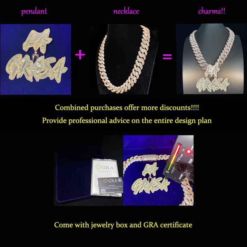 8mm Black Rhodium Mossanite Necklaces Custom VVS Diamonds Chains Iced Out 925 Silver Black Moissanite Cuban Link Chain for Men