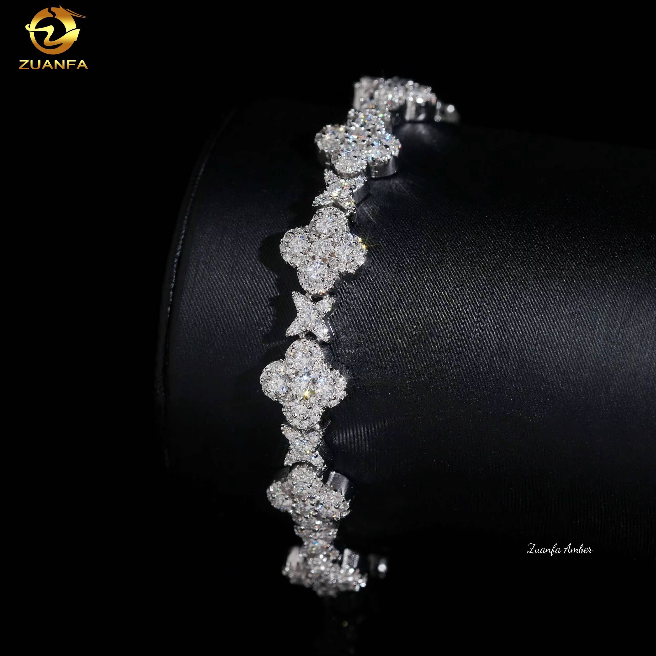 Vintage Cuban Bracelet Pass Diamond Test VVS Moissanite 925 Sterling Silver Gold Plated Iced Out Hip Hop Linked Men Bracelet