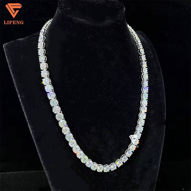 8MM Moissanite Chain Iced Out Diamond Tennis Chain 925 Sterling Silver Wholesale Moissanite Necklace Hip Hop Jewelry