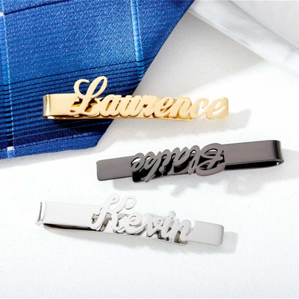 Personalized Tie Clip For Men Suit Accessories Customized Name Tie Clip Stainless Steel Tie Bar For Husband Groomsmen Gifts 260403wwBJ - view 4