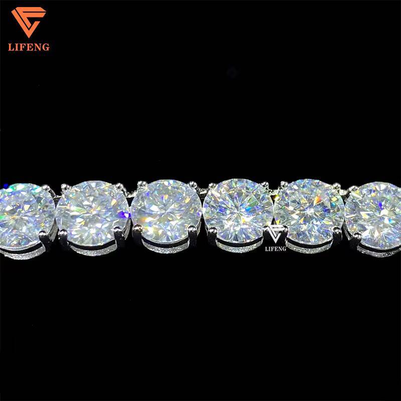 8MM Moissanite Chain Iced Out Diamond Tennis Chain 925 Sterling Silver Wholesale Moissanite Necklace Hip Hop Jewelry