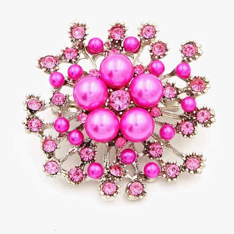 Wulibaby Grey Pearl Snowflake Brooches For Women Unisex Big Party Casual Brooch Pins Gifts 260403BJ - view 4