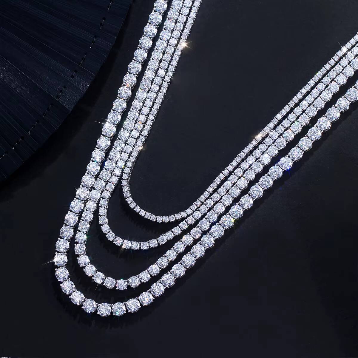 Pass Diamond Tester Moissanite Necklace 925 Sterling Silver Iced Out 25MM 3MM 4MM 5MM VVS Moissanite Tennis Chain Necklace